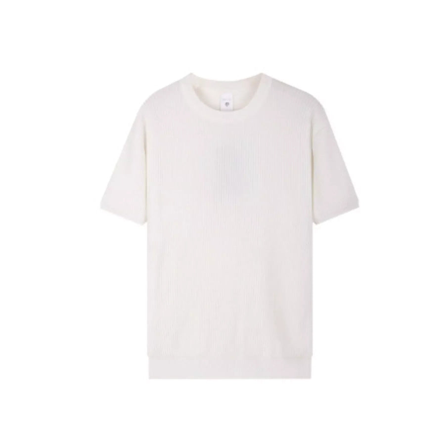 Men’s Plus Size Ribbed Knit Relaxed Fit T-Shirt White / M Apparel and Accessories