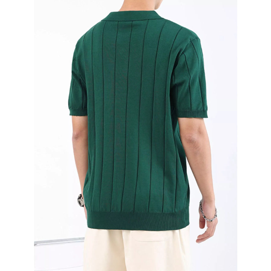 Men’s Plus Size Ribbed Knit Short Sleeve Polo Apparel and Accessories