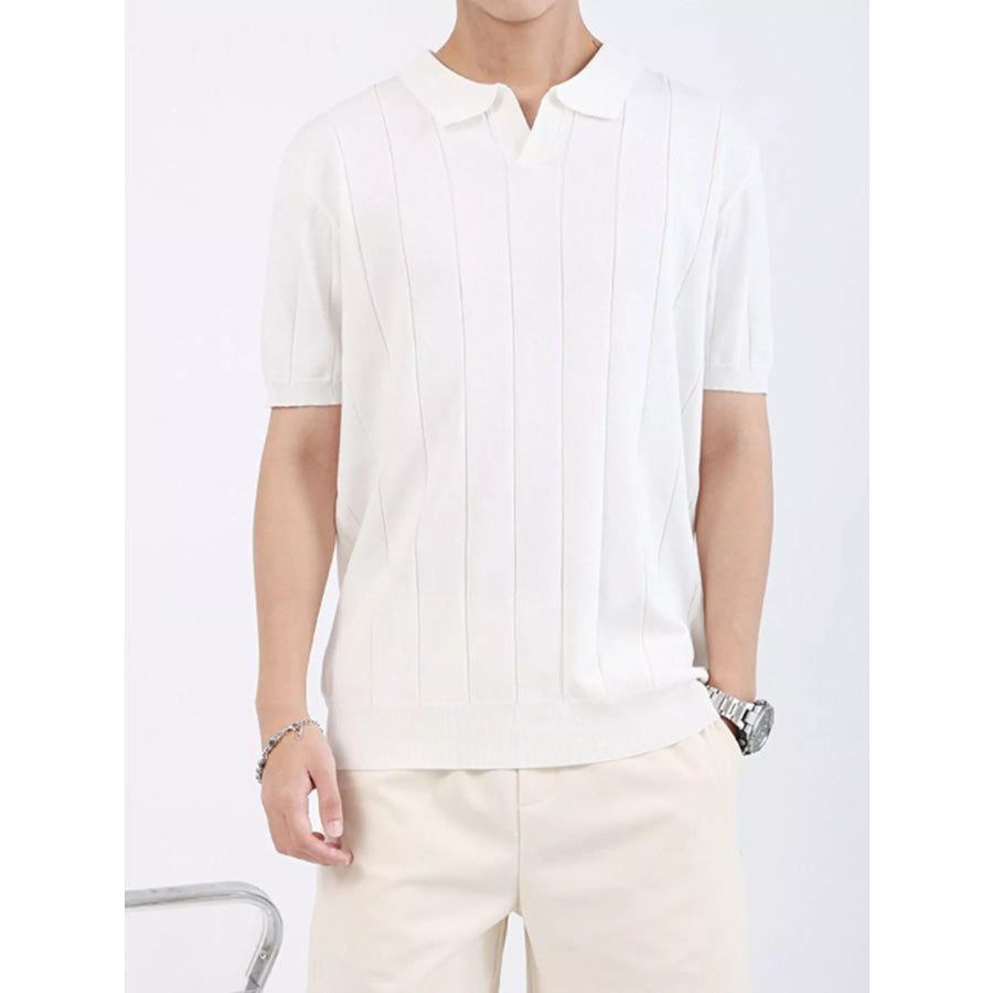 Men’s Plus Size Ribbed Knit Short Sleeve Polo Apparel and Accessories