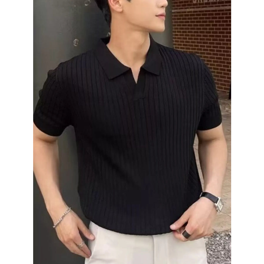Men’s Plus Size Ribbed Knit Short Sleeve Top Apparel and Accessories