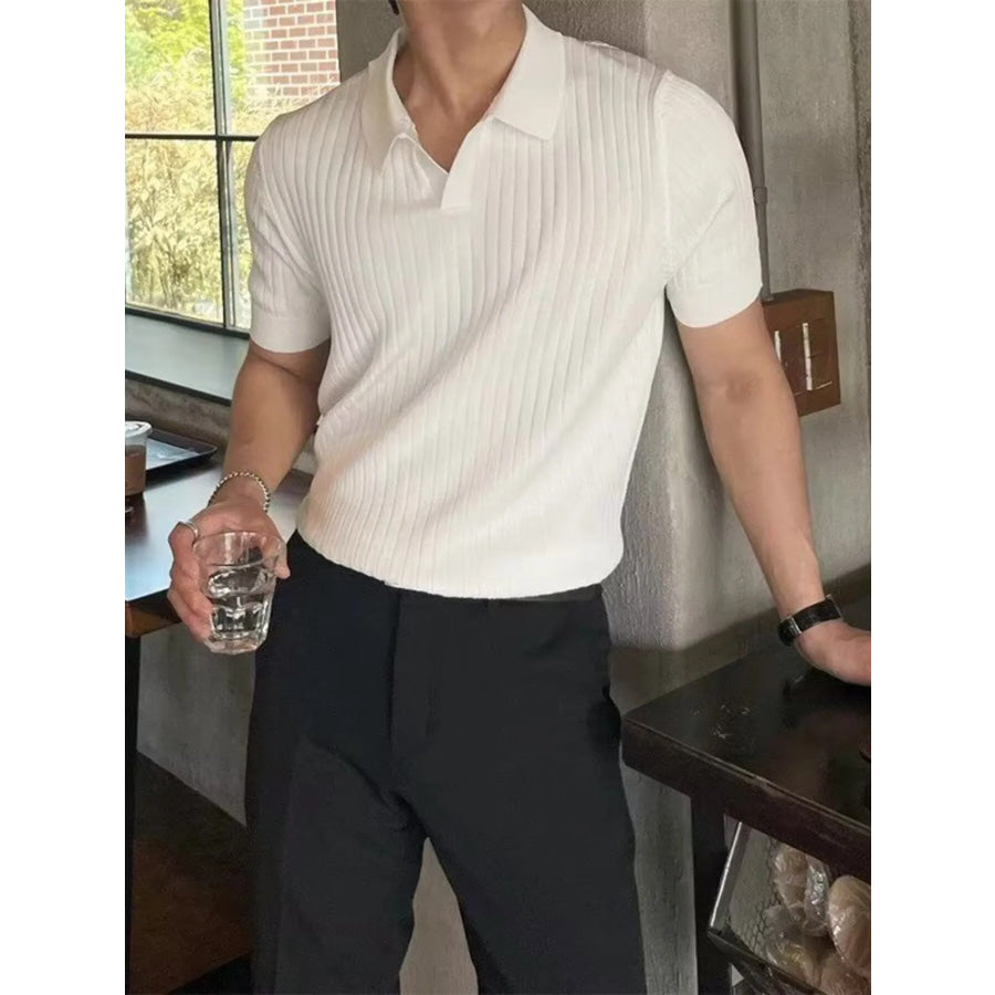 Men’s Plus Size Ribbed Knit Short Sleeve Top Apparel and Accessories