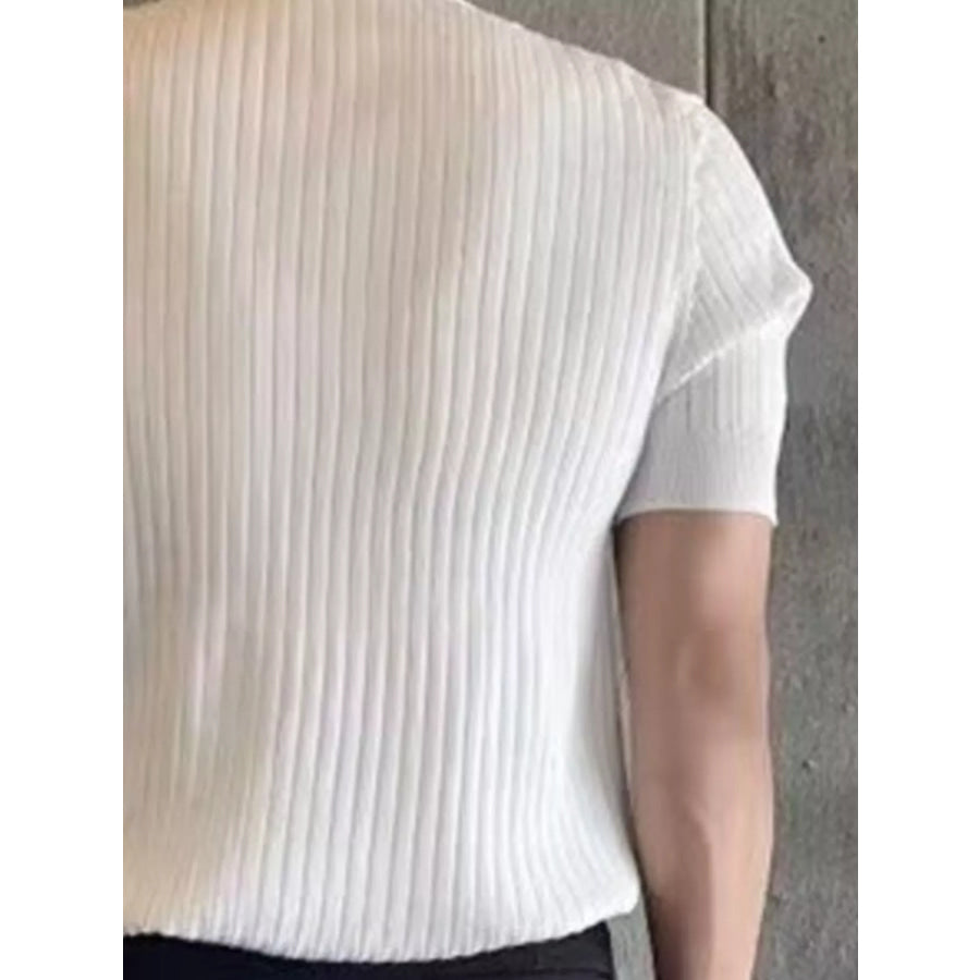 Men’s Plus Size Ribbed Knit Short Sleeve Top Apparel and Accessories