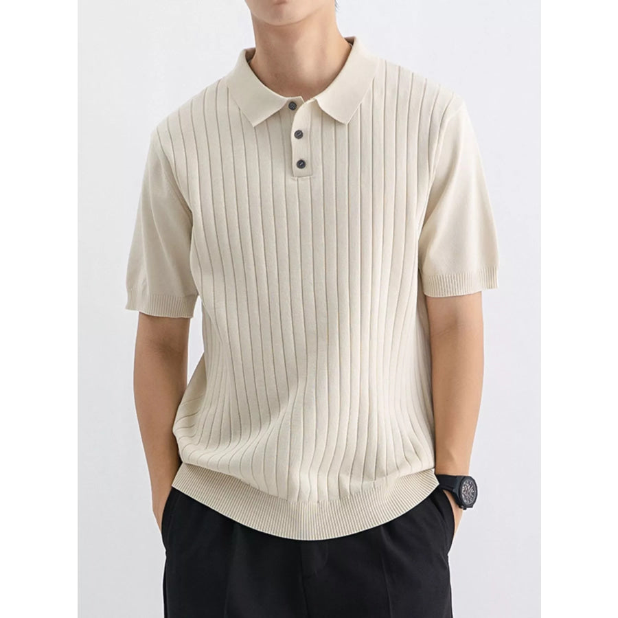 Men’s Plus Size Ribbed Knit Slim Fit Polo Apparel and Accessories