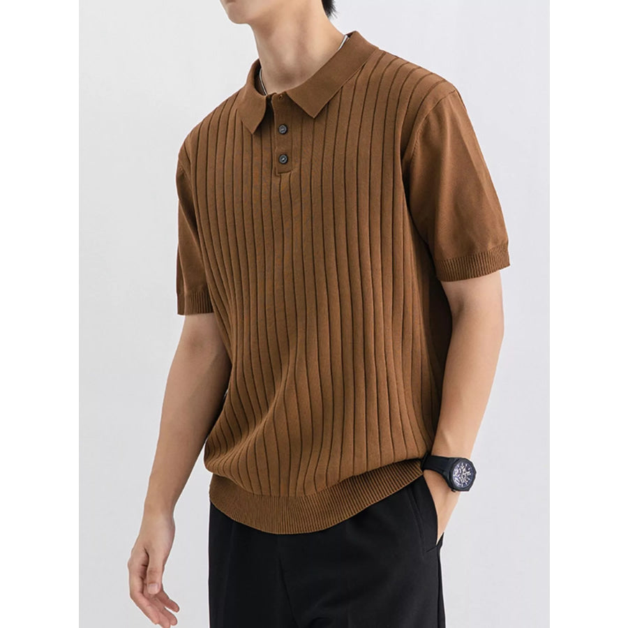 Men’s Plus Size Ribbed Knit Slim Fit Polo Apparel and Accessories