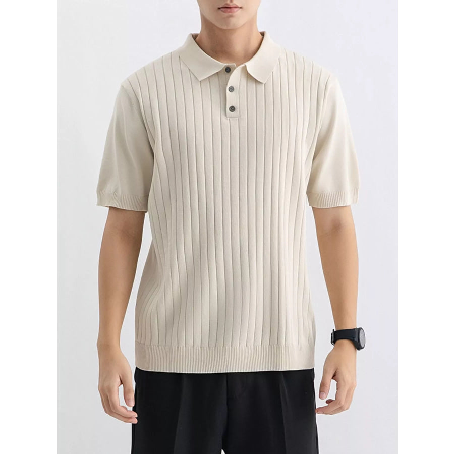 Men’s Plus Size Ribbed Knit Slim Fit Polo Apparel and Accessories