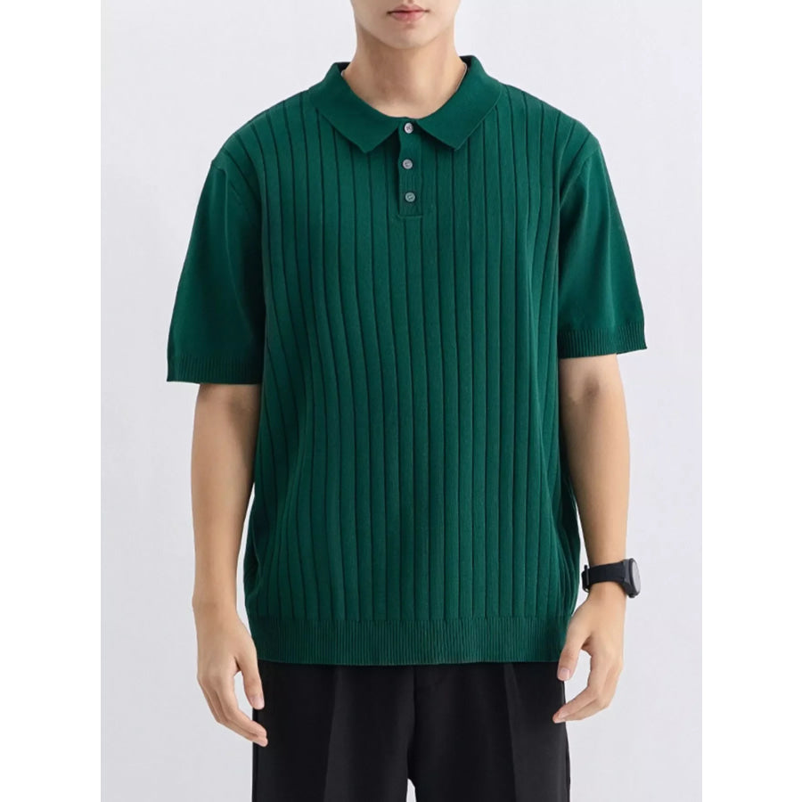 Men’s Plus Size Ribbed Knit Slim Fit Polo Apparel and Accessories