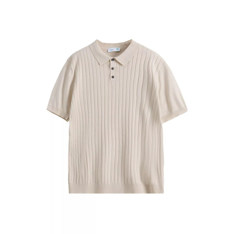 Men’s Plus Size Ribbed Knit Slim Fit Polo Apricot / M Apparel and Accessories
