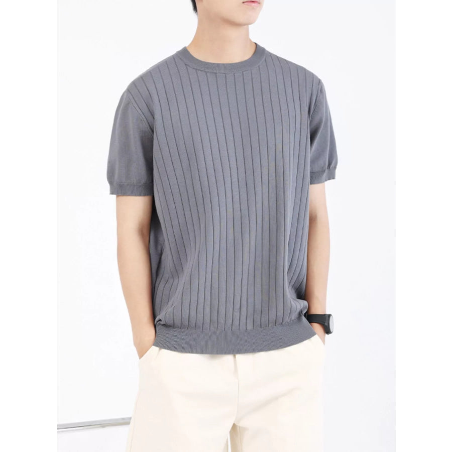 Men’s Plus Size Ribbed Knit Slim Fit T-Shirt Apparel and Accessories