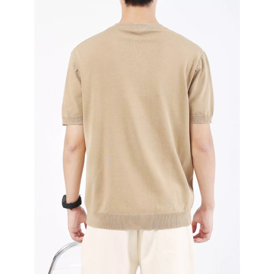 Men’s Plus Size Ribbed Knit Slim Fit T-Shirt Apparel and Accessories