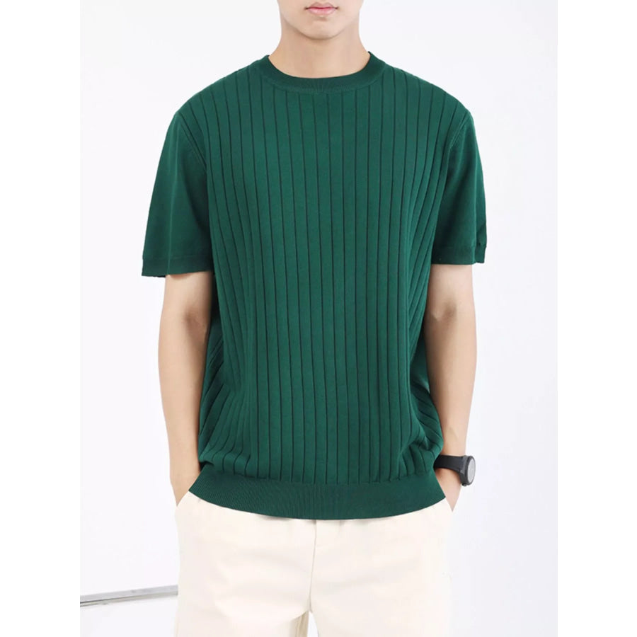 Men’s Plus Size Ribbed Knit Slim Fit T-Shirt Apparel and Accessories