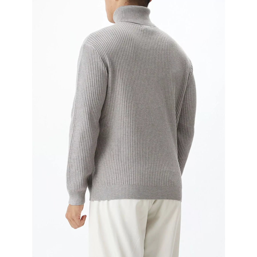 Men’s Plus Size Ribbed Knit Turtleneck Sweater Apparel and Accessories
