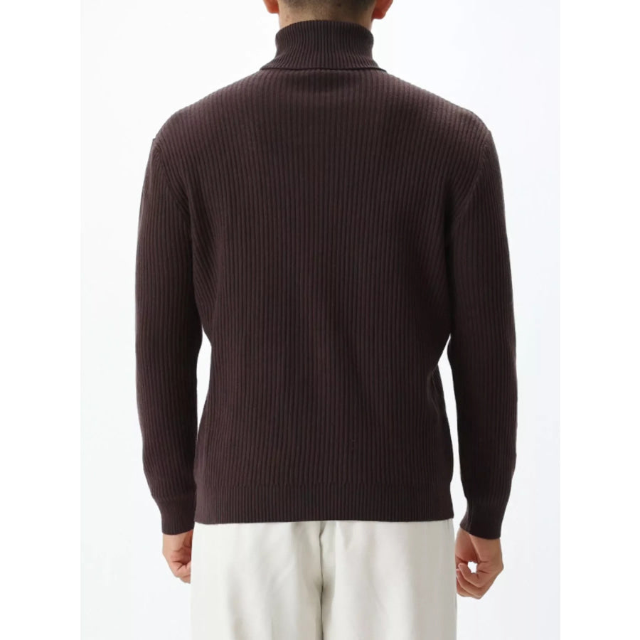 Men’s Plus Size Ribbed Knit Turtleneck Sweater Apparel and Accessories