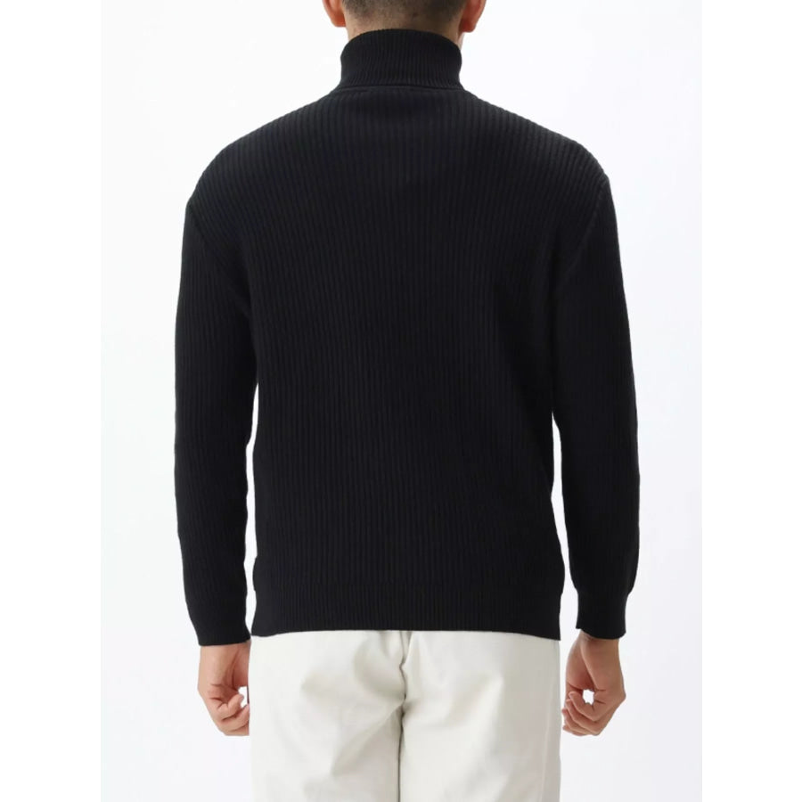 Men’s Plus Size Ribbed Knit Turtleneck Sweater Apparel and Accessories