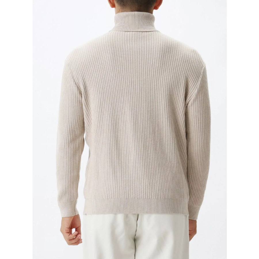 Men’s Plus Size Ribbed Knit Turtleneck Sweater Apparel and Accessories