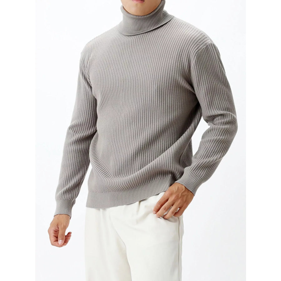 Men’s Plus Size Ribbed Knit Turtleneck Sweater Apparel and Accessories