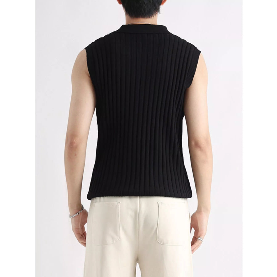 Men’s Plus Size Ribbed Knit Zip-Up Tank Apparel and Accessories