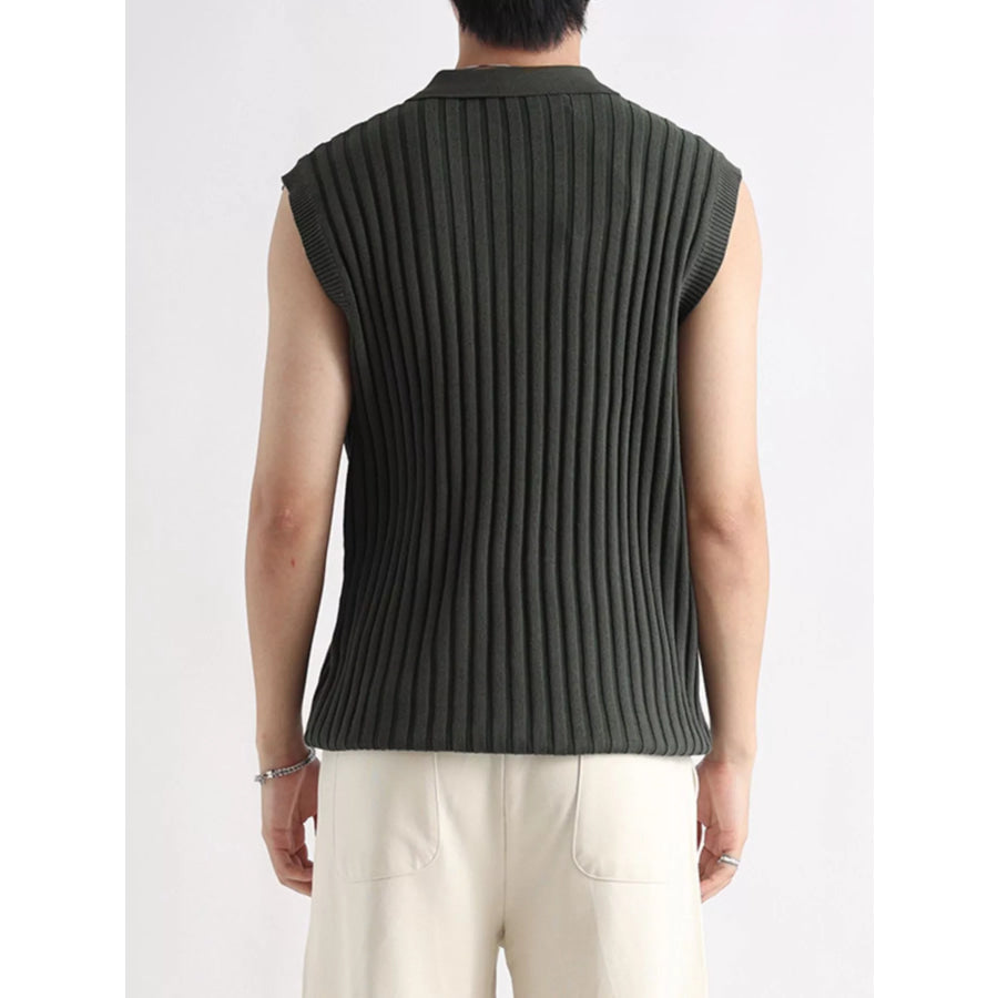 Men’s Plus Size Ribbed Knit Zip-Up Tank Apparel and Accessories