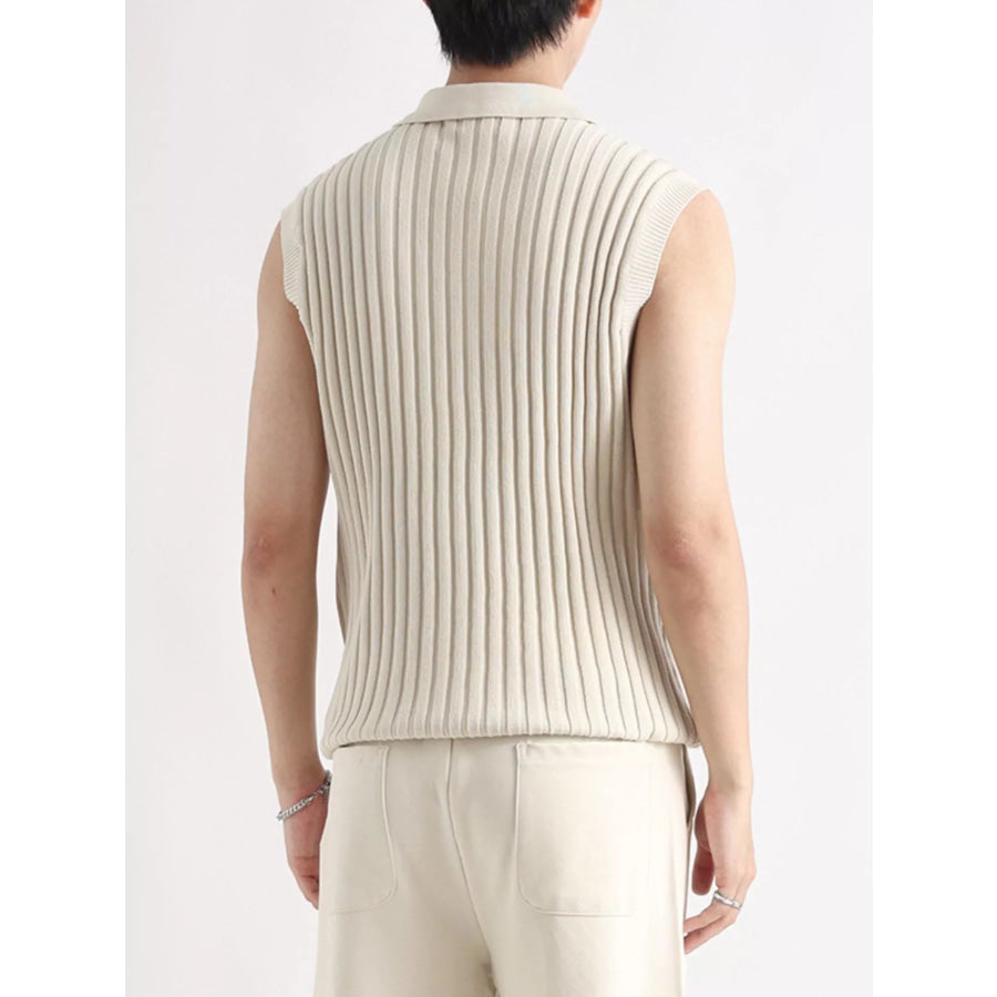 Men’s Plus Size Ribbed Knit Zip-Up Tank Apparel and Accessories