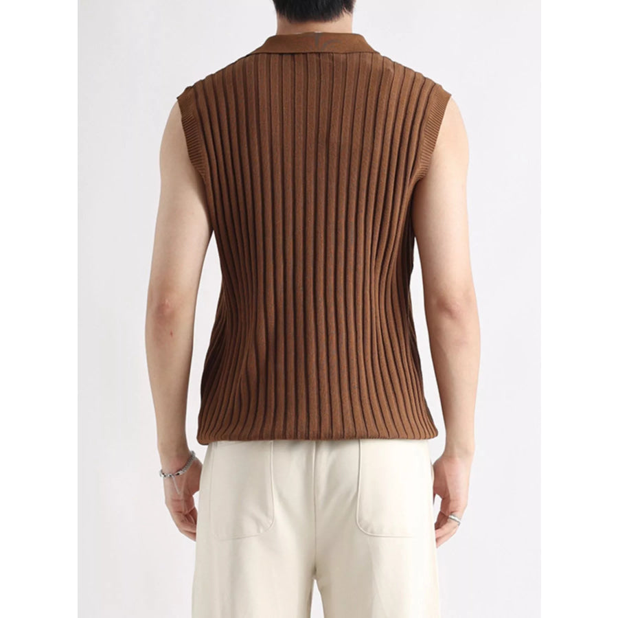 Men’s Plus Size Ribbed Knit Zip-Up Tank Apparel and Accessories