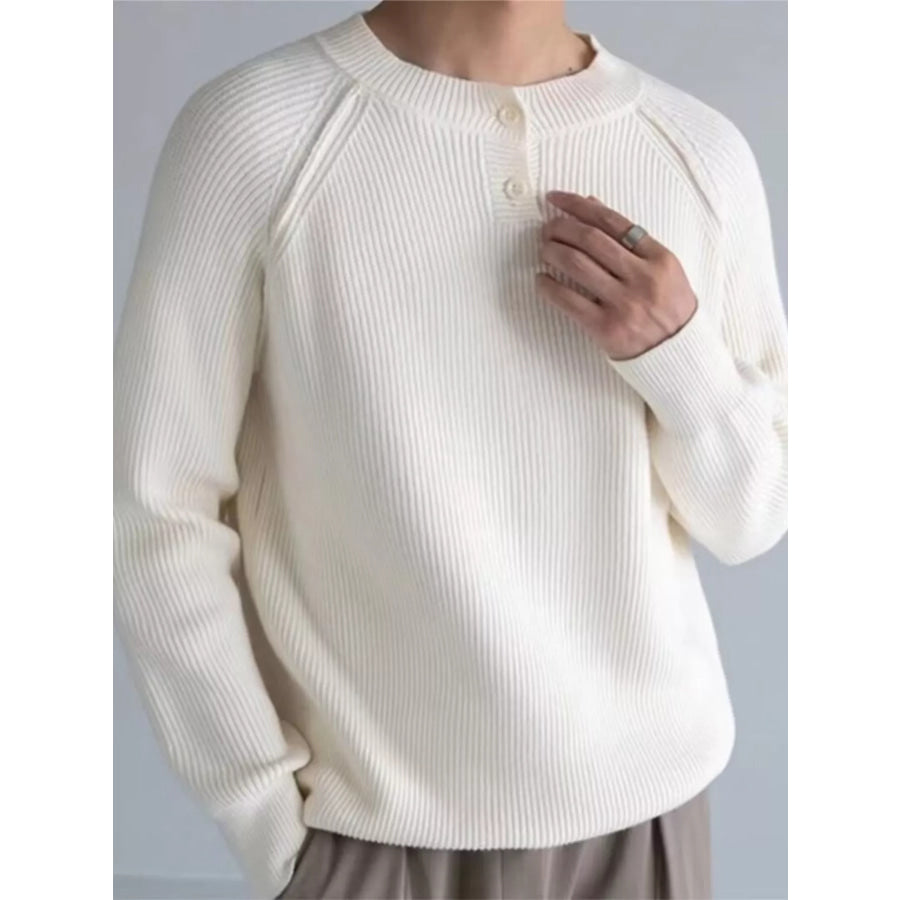Men’s Plus Size Ribbed Raglan Sleeve Knit Top Apparel and Accessories