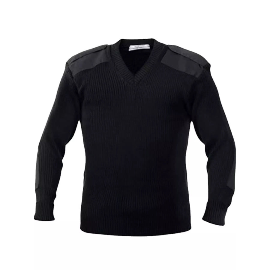 Men’s Plus Size Ribbed V-Neck Sweater Black-V-Neck / XL Apparel and Accessories