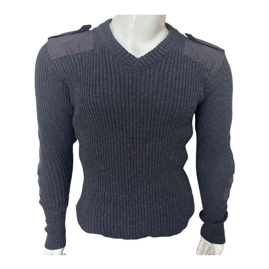 Men’s Plus Size Ribbed V-Neck Sweater Gray-V-Neck / M Apparel and Accessories