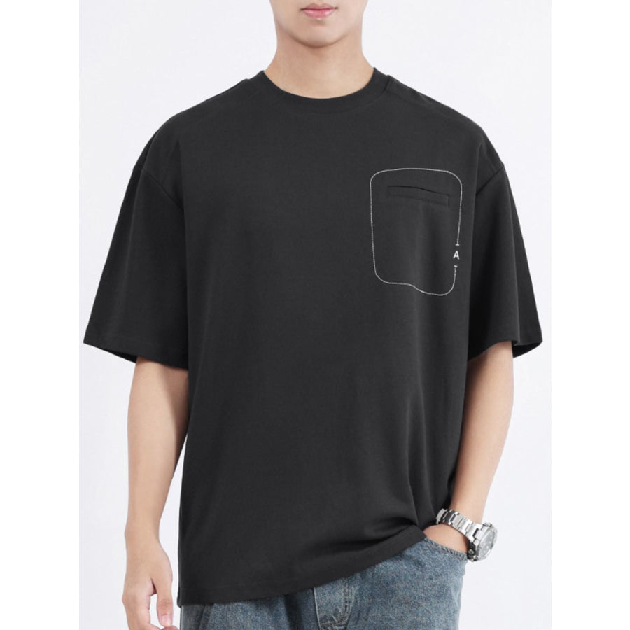 Men’s Plus Size Round Neck Half Sleeve T-Shirt Black / M Apparel and Accessories