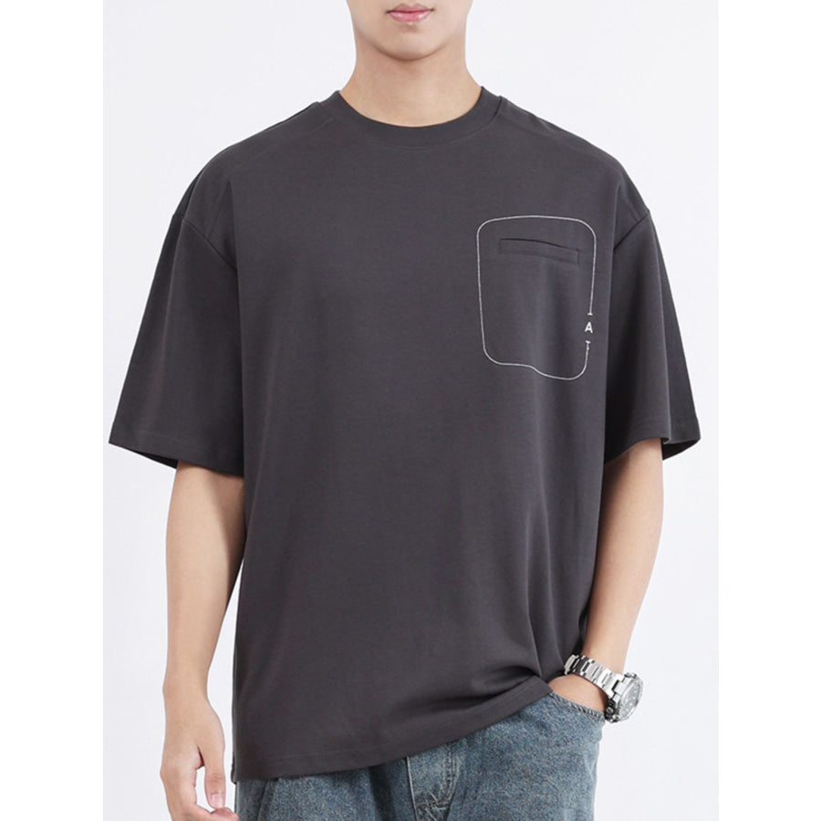 Men’s Plus Size Round Neck Half Sleeve T-Shirt Dark Gray / M Apparel and Accessories