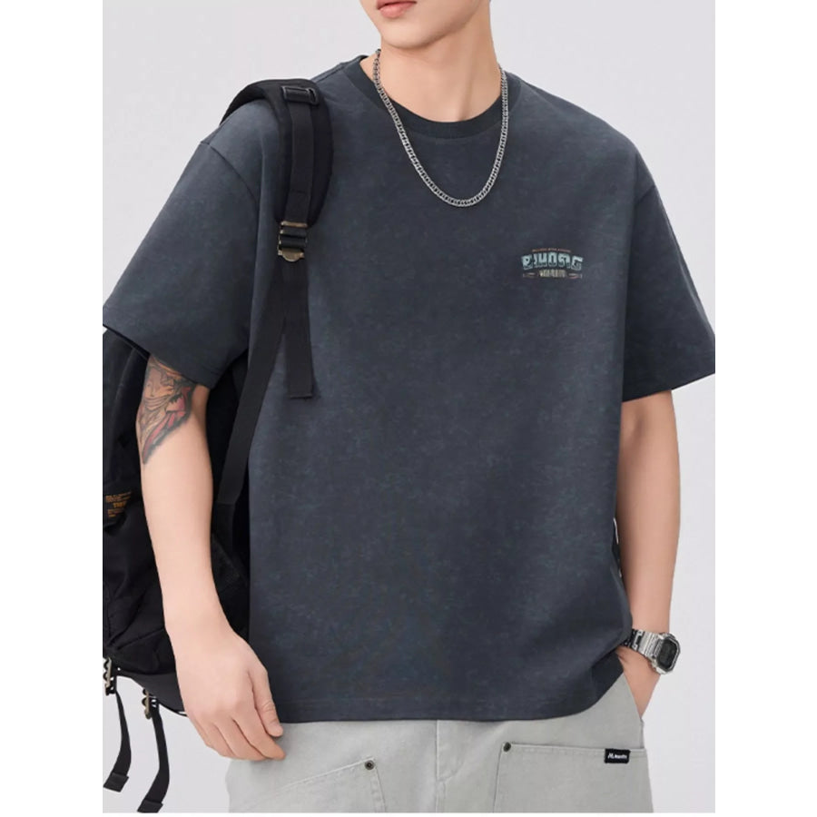 Men’s Plus Size Round Neck Half Sleeve T-Shirt Dark Gray / M Apparel and Accessories