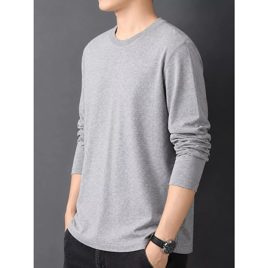 Men’s Plus Size Round Neck Long Sleeve T-Shirt Apparel and Accessories