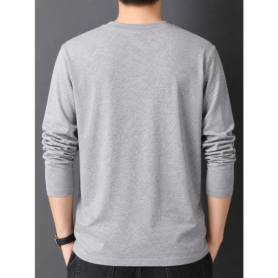 Men’s Plus Size Round Neck Long Sleeve T-Shirt Apparel and Accessories