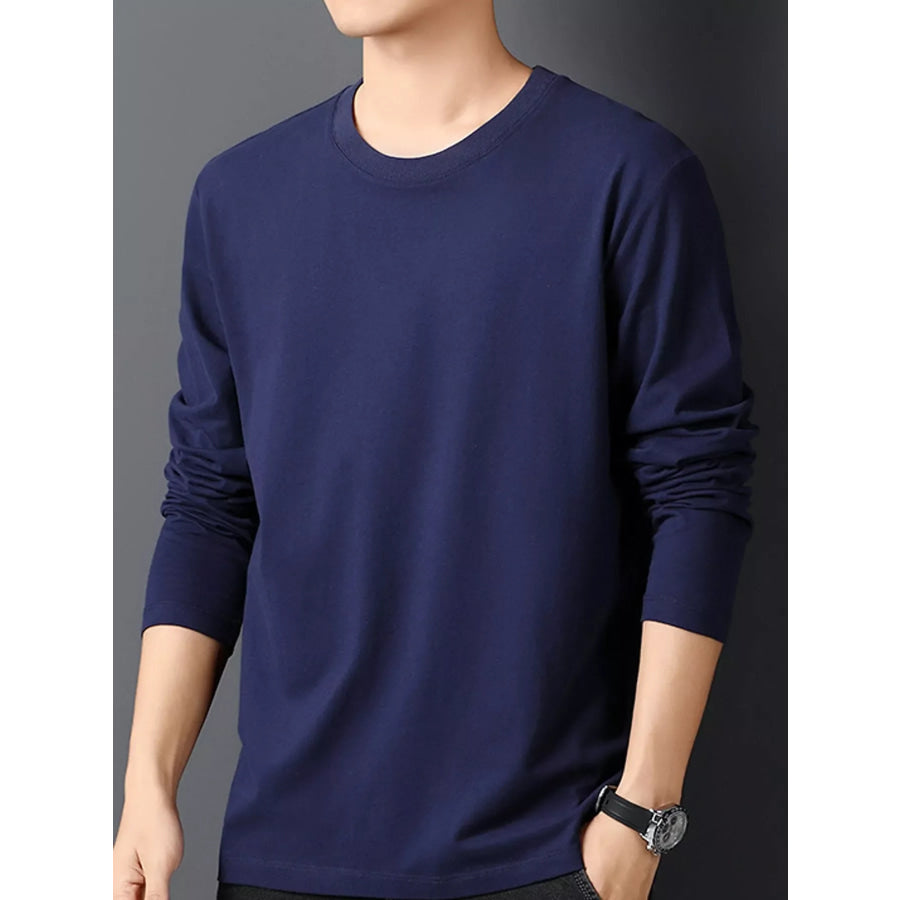 Men’s Plus Size Round Neck Long Sleeve T-Shirt Apparel and Accessories