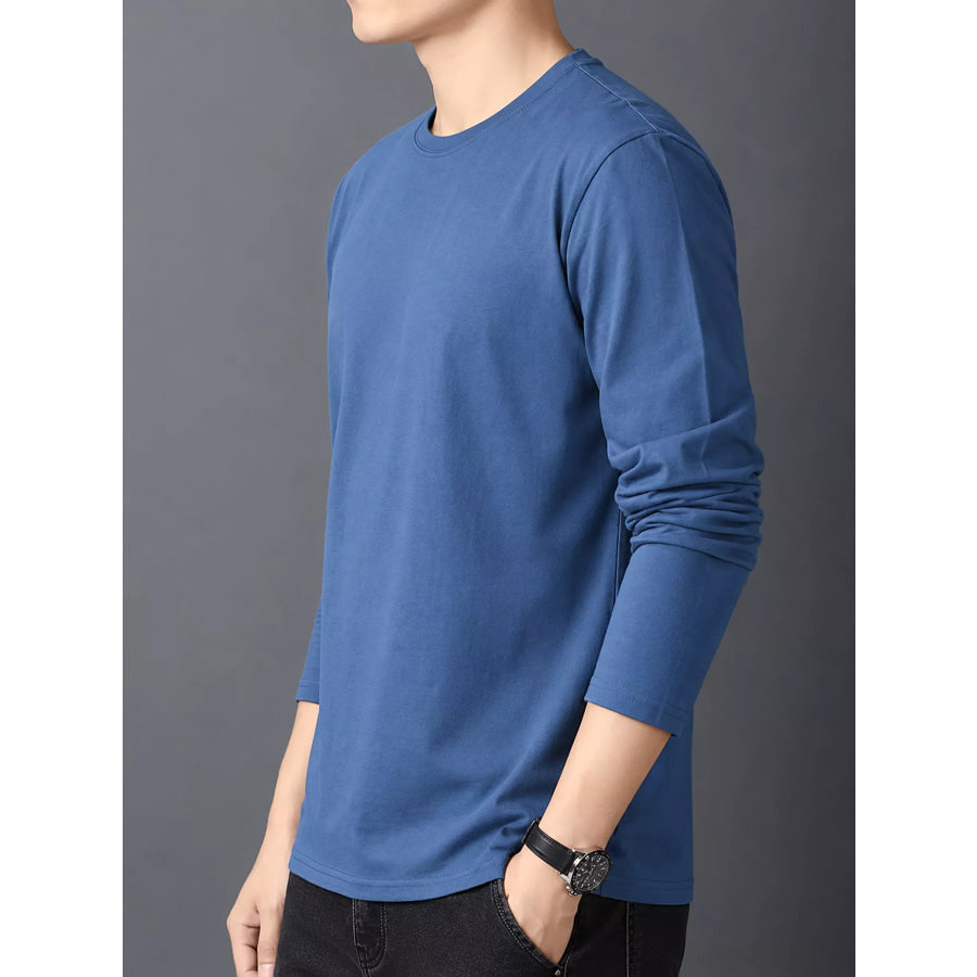 Men’s Plus Size Round Neck Long Sleeve T-Shirt Apparel and Accessories