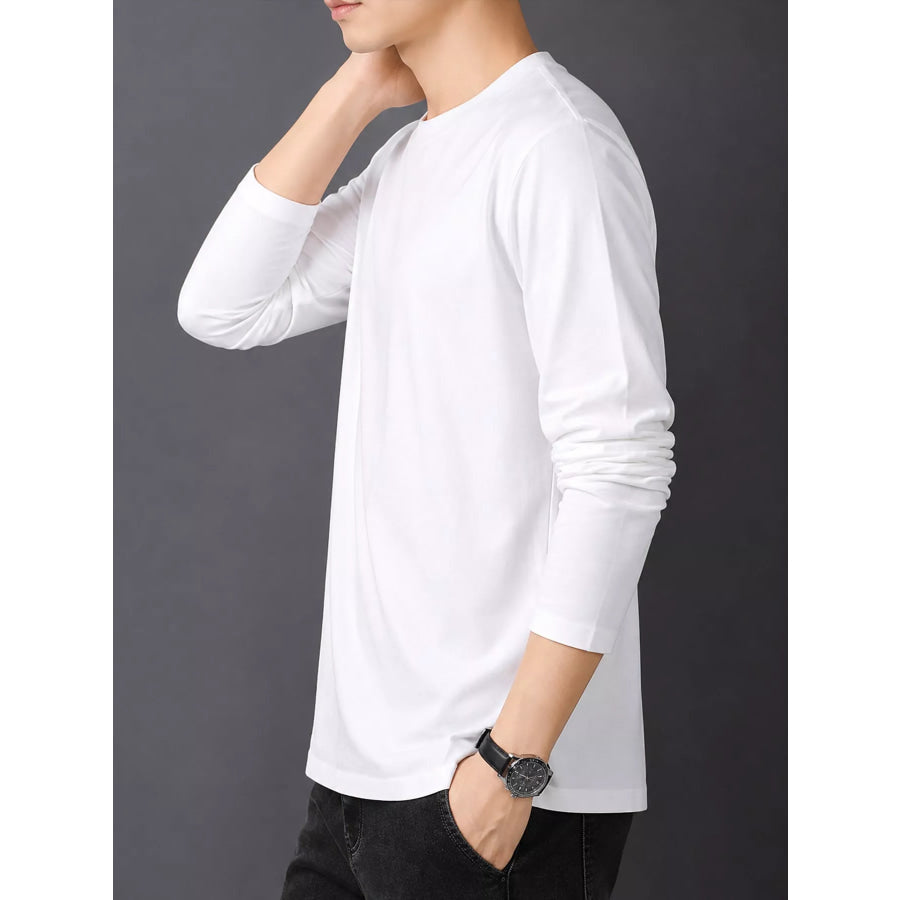 Men’s Plus Size Round Neck Long Sleeve T-Shirt Apparel and Accessories
