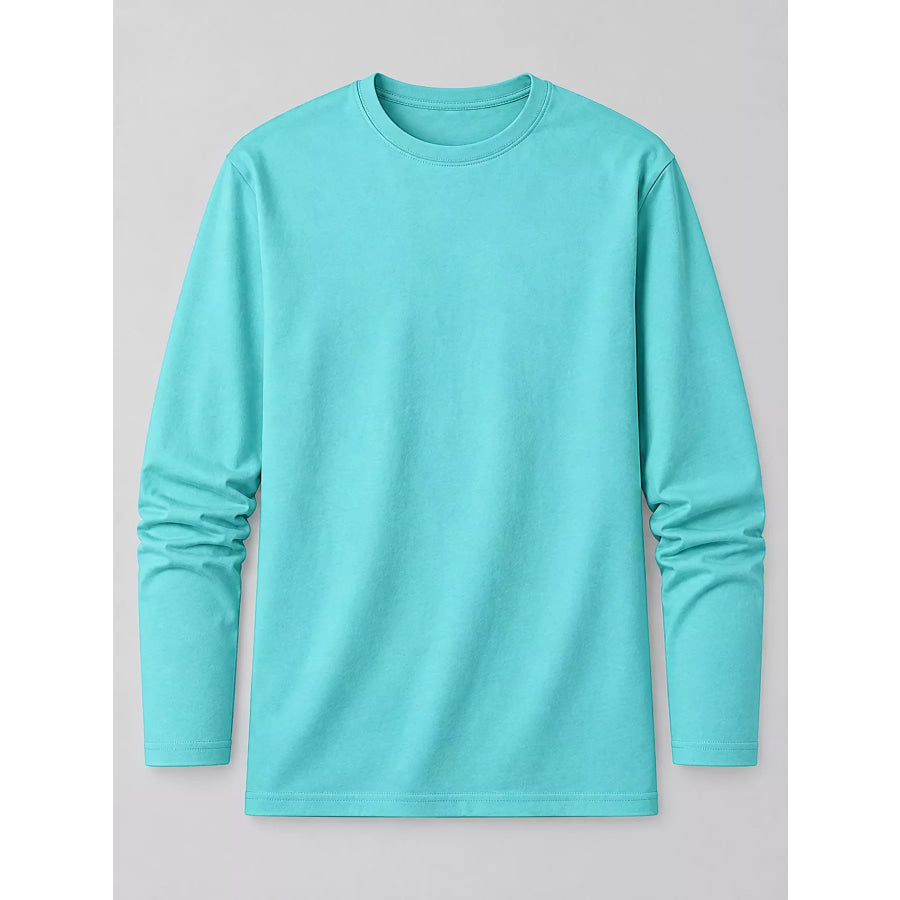 Men’s Plus Size Round Neck Long Sleeve T-Shirt Apparel and Accessories
