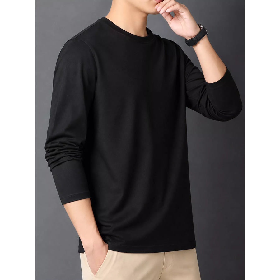 Men’s Plus Size Round Neck Long Sleeve T-Shirt Apparel and Accessories