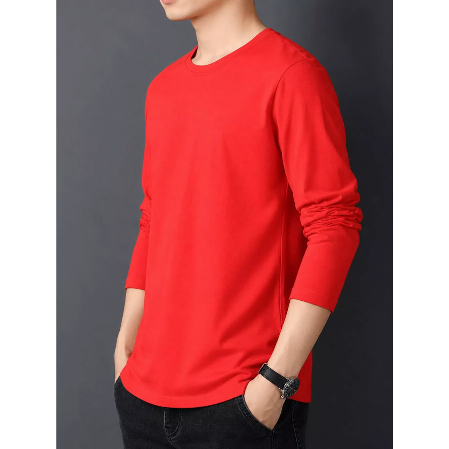 Men’s Plus Size Round Neck Long Sleeve T-Shirt Apparel and Accessories