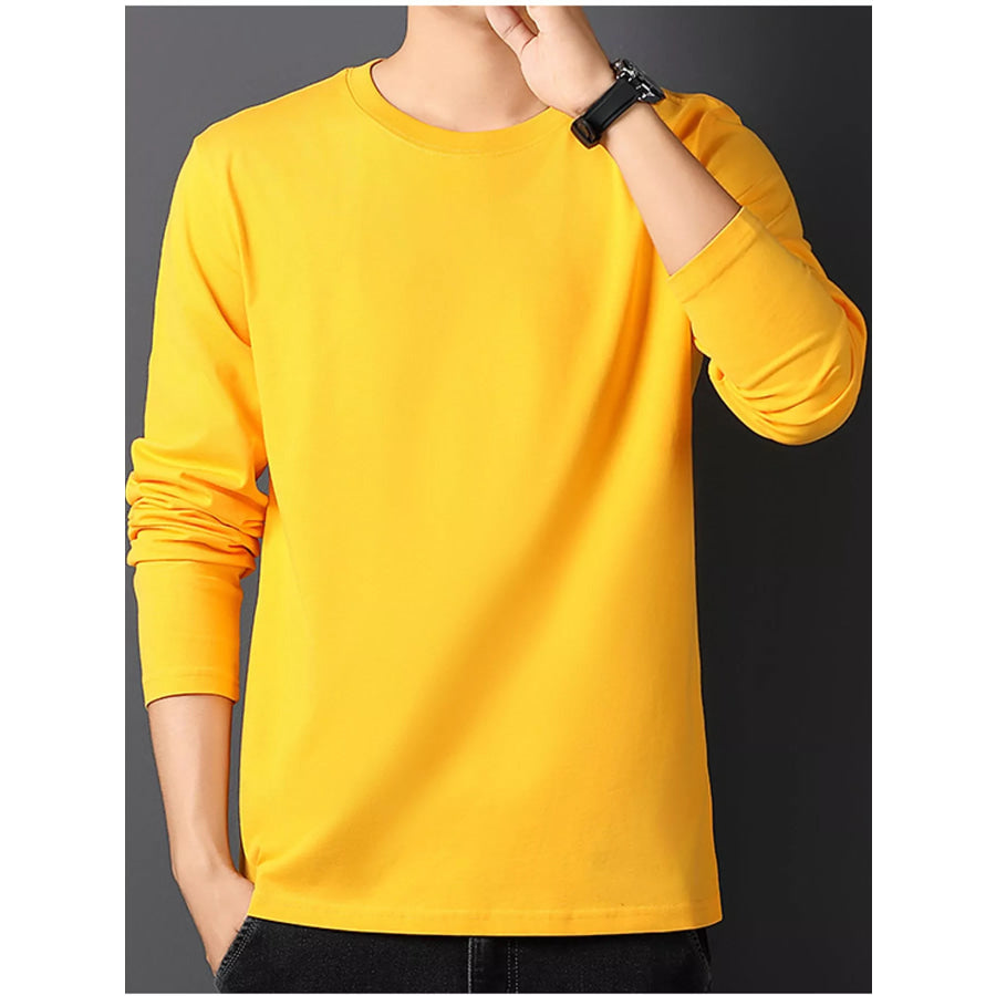 Men’s Plus Size Round Neck Long Sleeve T-Shirt Apparel and Accessories
