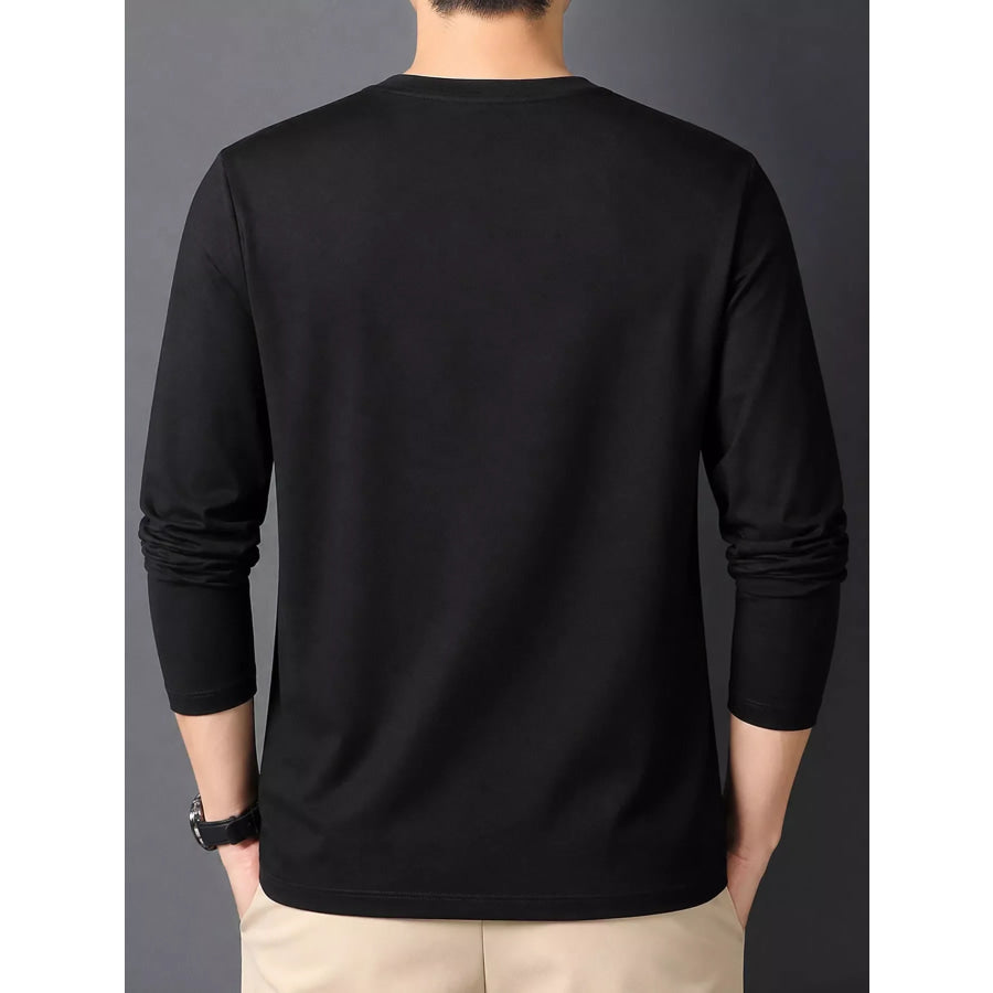 Men’s Plus Size Round Neck Long Sleeve T-Shirt Apparel and Accessories