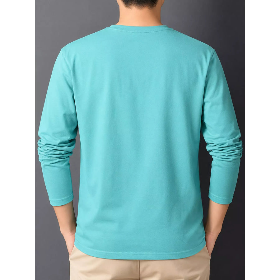 Men’s Plus Size Round Neck Long Sleeve T-Shirt Apparel and Accessories