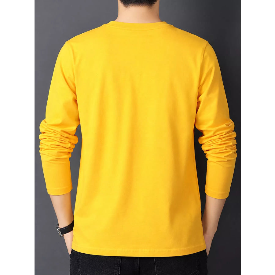 Men’s Plus Size Round Neck Long Sleeve T-Shirt Apparel and Accessories
