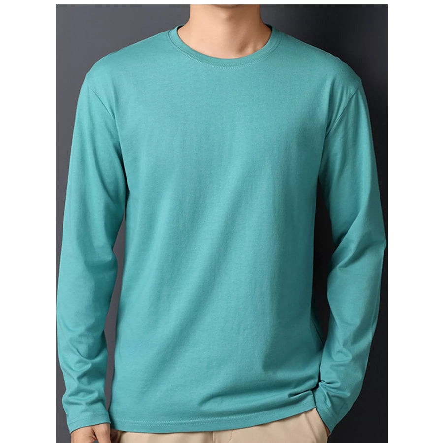 Men’s Plus Size Round Neck Long Sleeve T-Shirt Apparel and Accessories