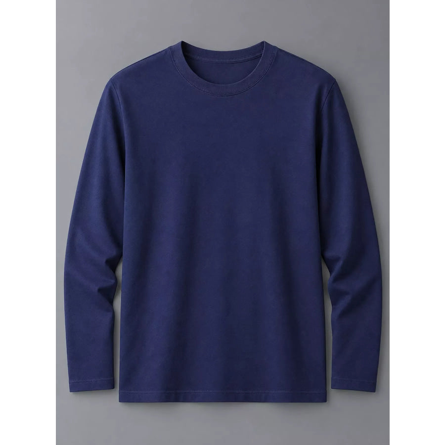 Men’s Plus Size Round Neck Long Sleeve T-Shirt Apparel and Accessories