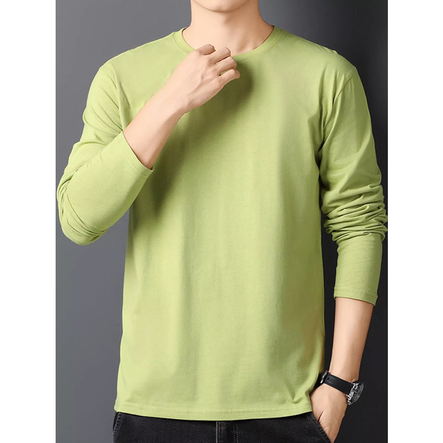 Men’s Plus Size Round Neck Long Sleeve T-Shirt Apparel and Accessories
