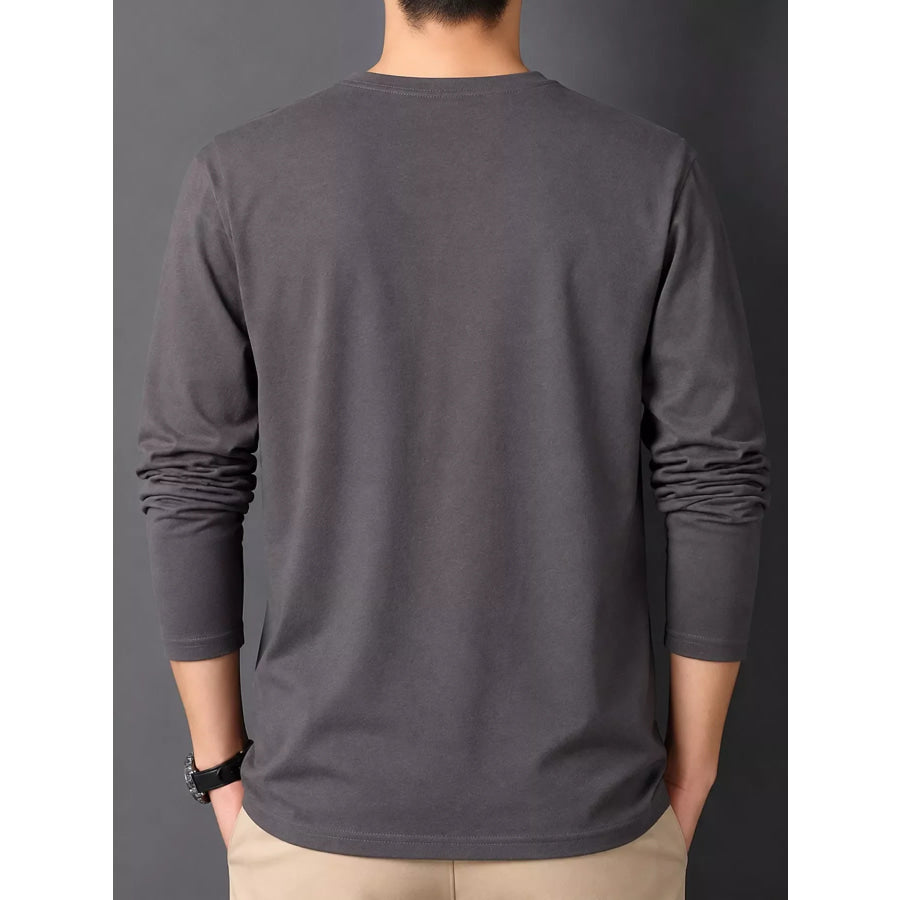 Men’s Plus Size Round Neck Long Sleeve T-Shirt Apparel and Accessories