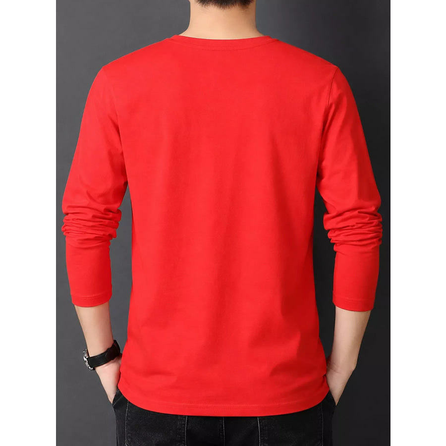 Men’s Plus Size Round Neck Long Sleeve T-Shirt Apparel and Accessories