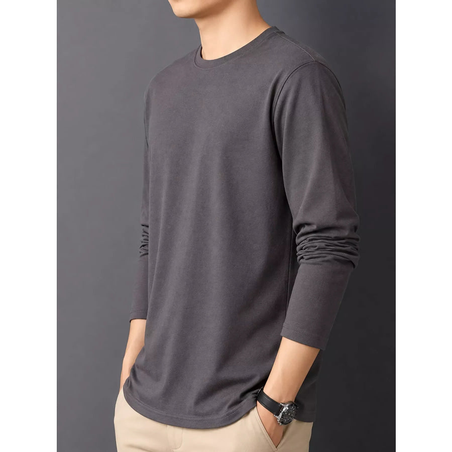 Men’s Plus Size Round Neck Long Sleeve T-Shirt Apparel and Accessories