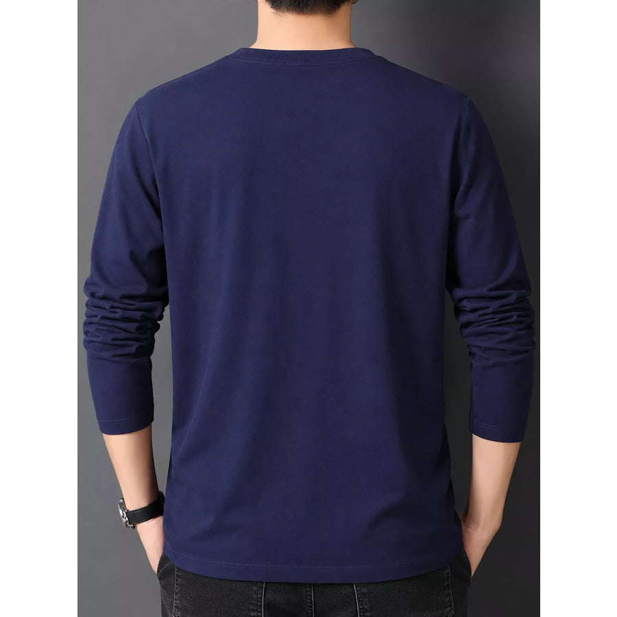 Men’s Plus Size Round Neck Long Sleeve T-Shirt Apparel and Accessories