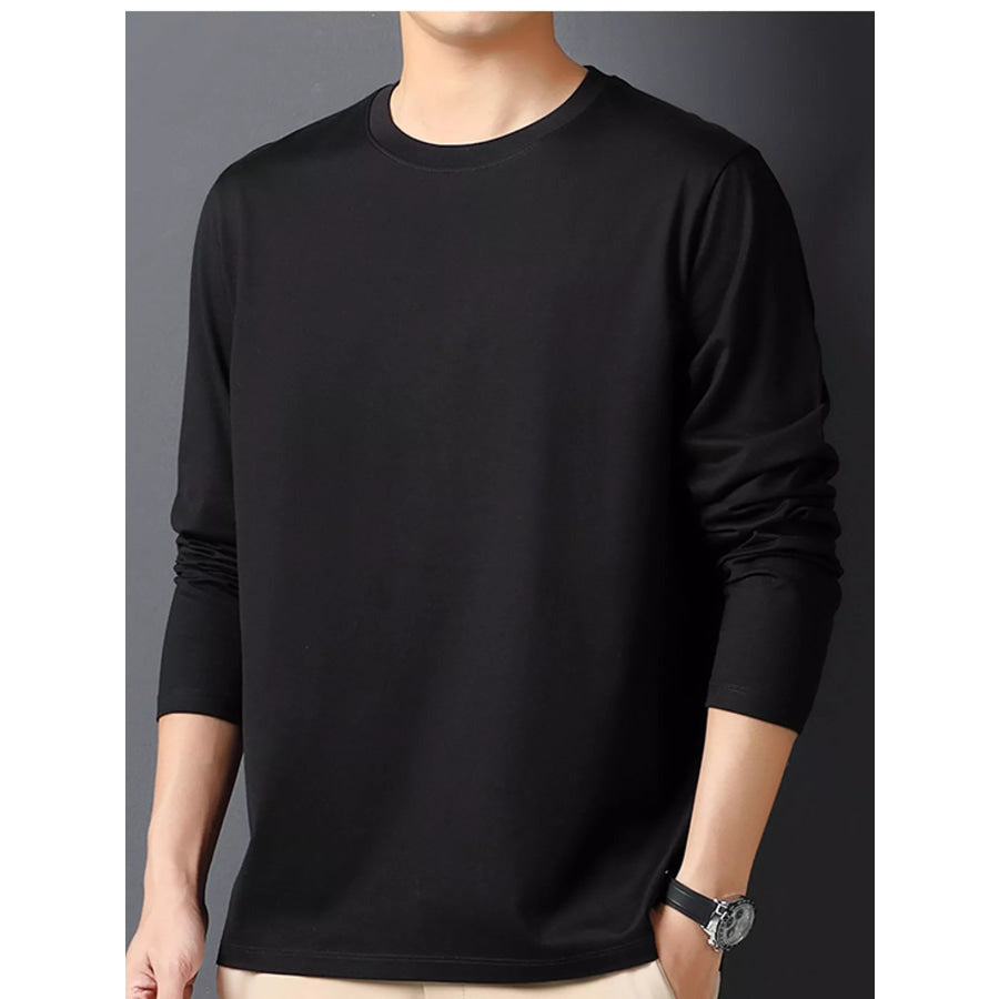 Men’s Plus Size Round Neck Long Sleeve T-Shirt Apparel and Accessories