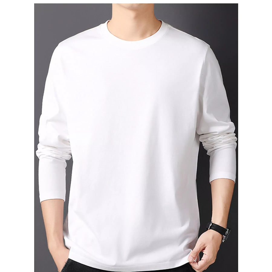 Men’s Plus Size Round Neck Long Sleeve T-Shirt Apparel and Accessories